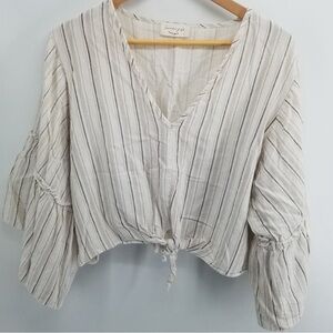 Lavender Field Cream Tie Front Blouse